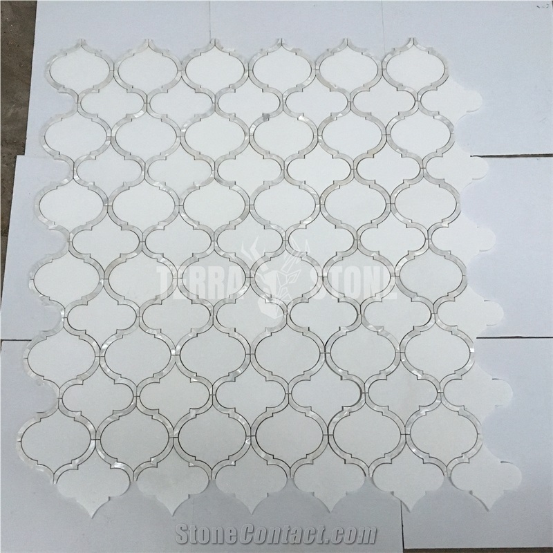 Stone Lantern Type Marble Mother Of Pearl Waterjet Mosaic