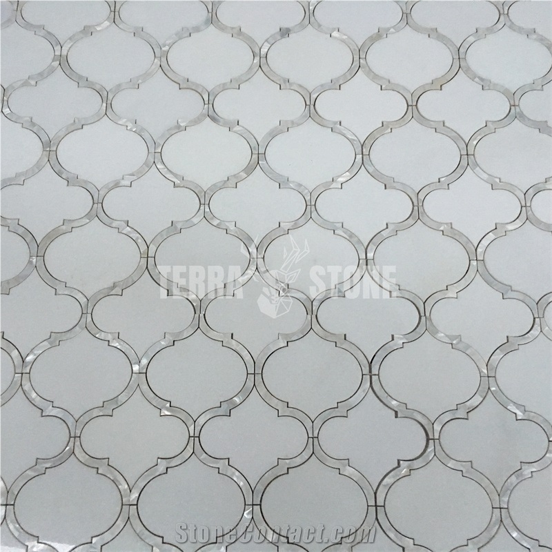 Stone Lantern Type Marble Mother Of Pearl Waterjet Mosaic