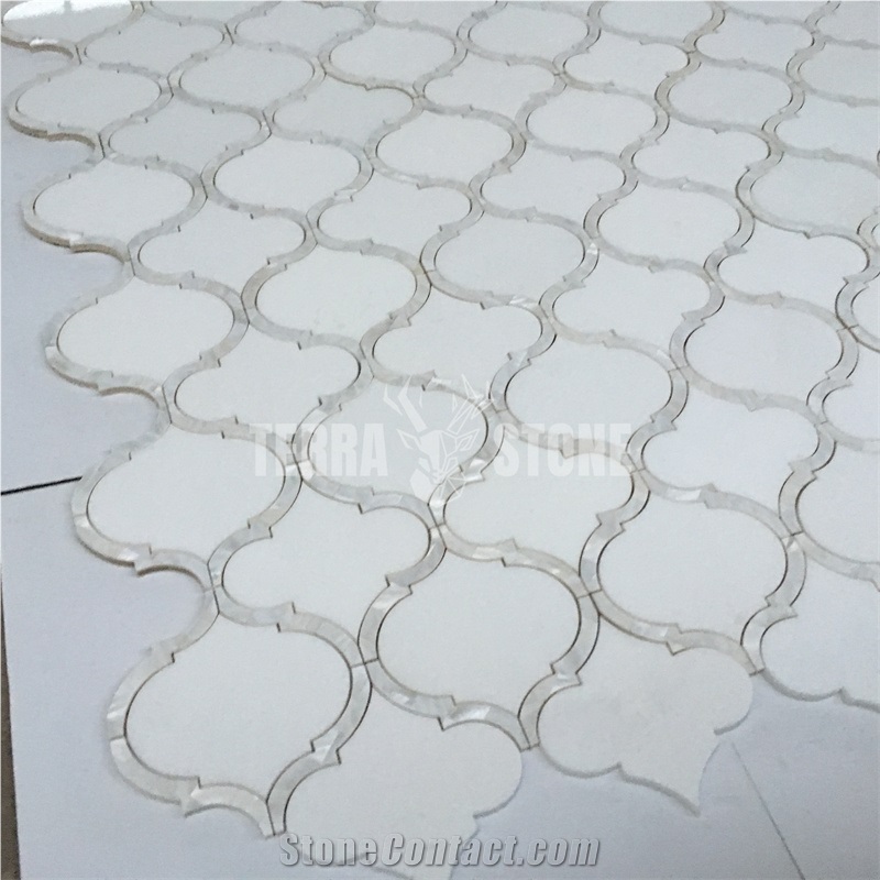 Stone Lantern Type Marble Mother Of Pearl Waterjet Mosaic
