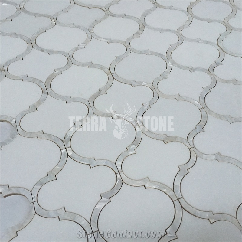 Stone Lantern Type Marble Mother Of Pearl Waterjet Mosaic