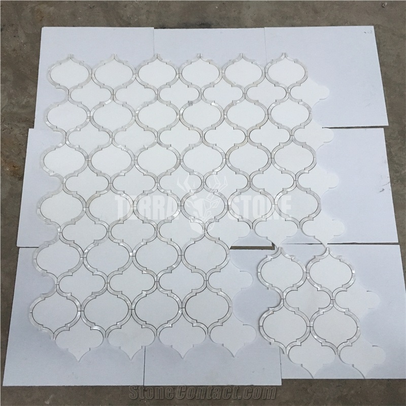 Stone Lantern Type Marble Mother Of Pearl Waterjet Mosaic