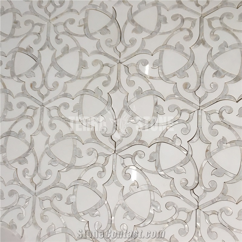 Water Jet Flower Pattern Mosaic Tile For Interior Decoration