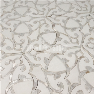 Water Jet Flower Pattern Mosaic Tile For Interior Decoration