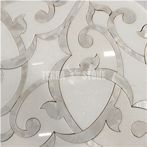 Water Jet Flower Pattern Mosaic Tile For Interior Decoration