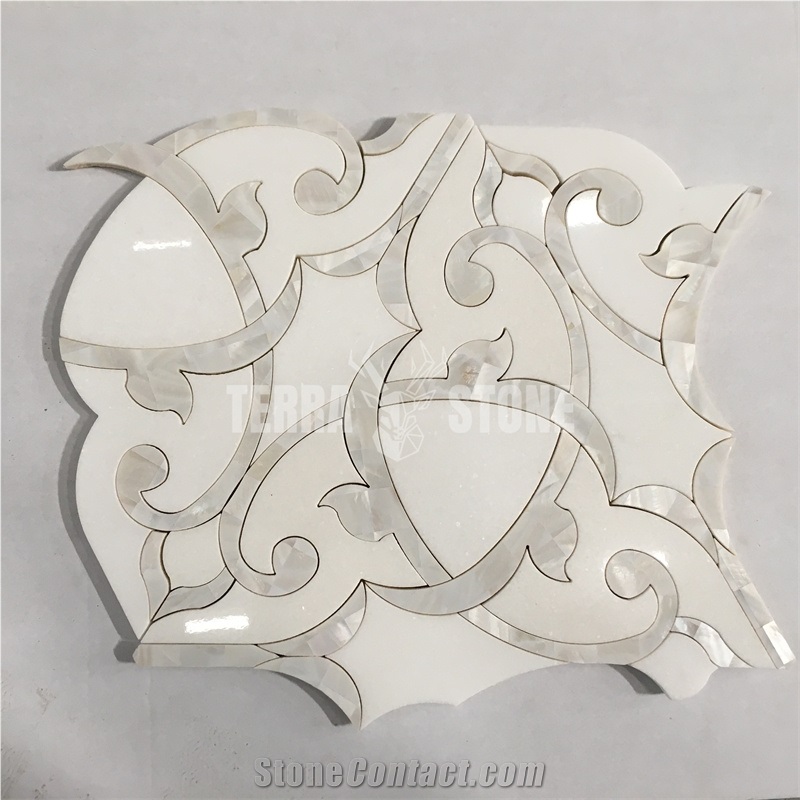 Water Jet Flower Pattern Mosaic Tile For Interior Decoration
