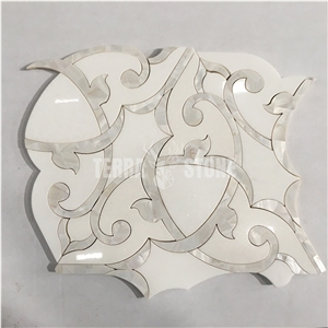 Water Jet Flower Pattern Mosaic Tile For Interior Decoration