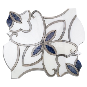 Water Jet Mosaic Grace Cersi China White Gray Diamond Blue Water Jet Mosaic Grace Cersi China White Gray Diamond Blue