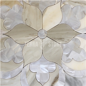 Waterjet Stone Mosaic Mother Of Pearl Shell Tile Bathroom