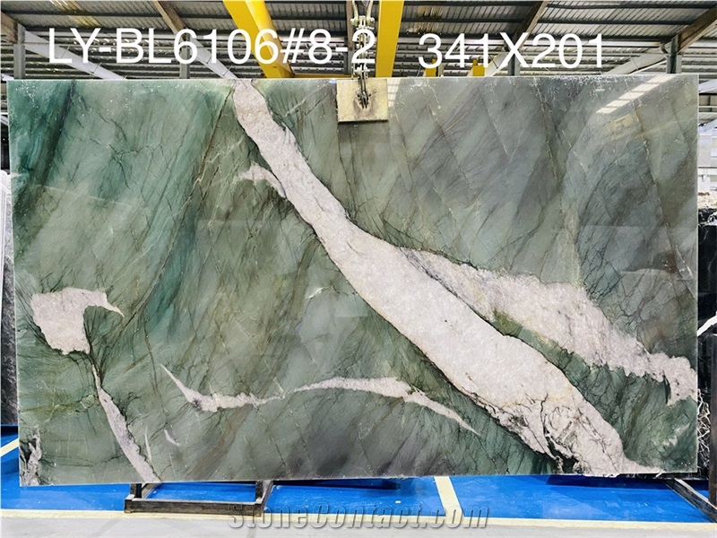 Polished Star Green With White Crystal For Wall Panel