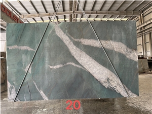Polished Star Green With White Crystal For Wall Panel