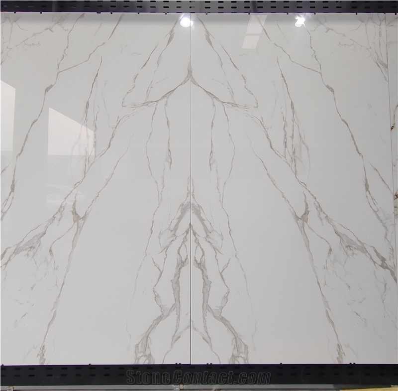 Bookmatch Calacutta Nano Stone Slab, Cararra Slab