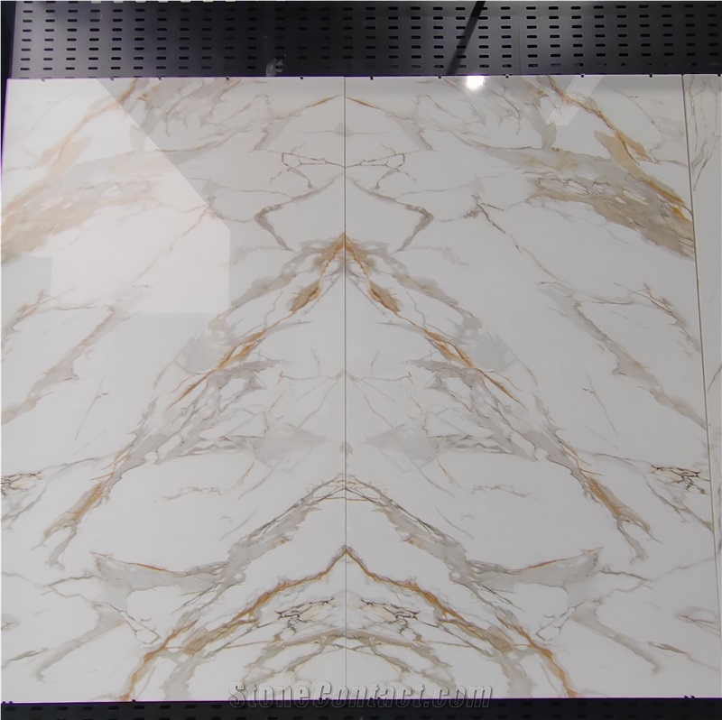 Bookmatch Calacutta Nano Stone Slab, Cararra Slab