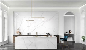 1200*2600Mm  Calacatta White Polished Sintered Stone Tiles