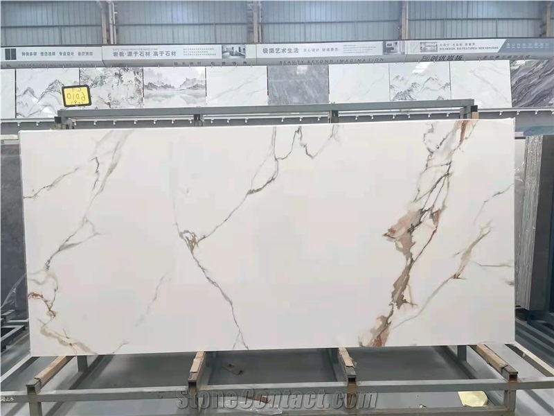 12Mm Polished Calacatta Gold Sintered Stone Wall Tiles
