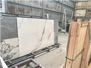 12Mm Polished Calacatta Gold Sintered Stone Wall Tiles