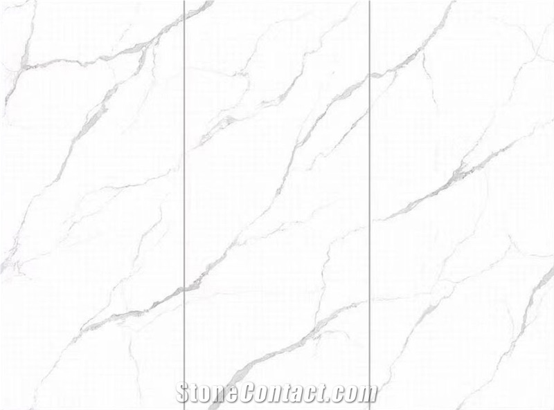 12Mm Polished Calacatta White Sintered Stone Slab For Floor