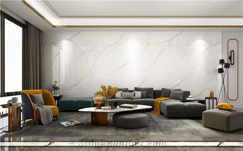 12Mm Polished Calacatta White Sintered Stone Slab For Floor