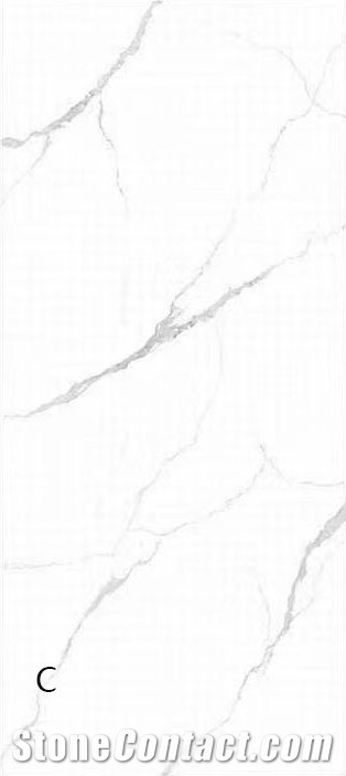12Mm Polished Calacatta White Sintered Stone Slab For Floor