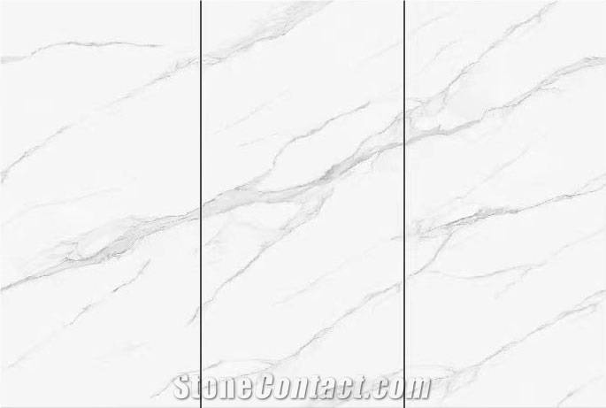 9Mm Polished Calacatta White Sintered Stone Tiles For Wall