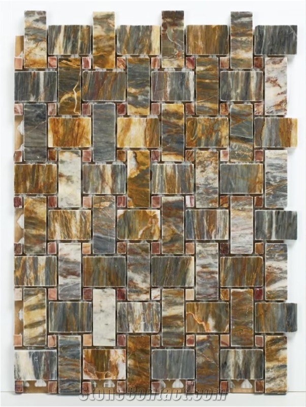 China Van Gogh Emperor Marble Red Yellow Mosaic