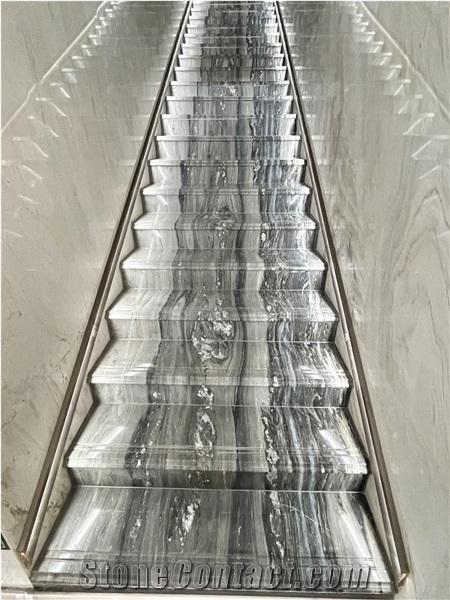 Palissandro Blue Stone Tread And Raiser, Palissandro Marble Steps