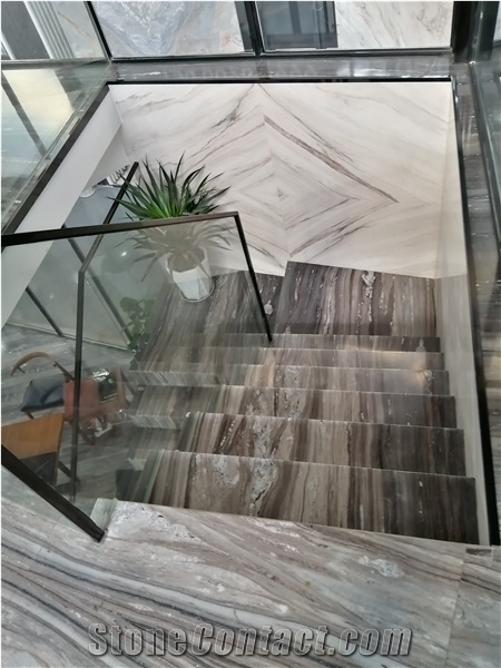 Palissandro Blue Stone Tread And Raiser, Palissandro Marble Steps