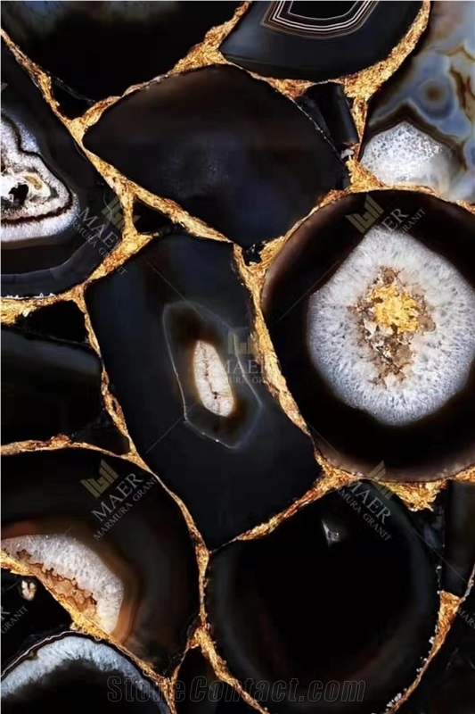 Black Gold Agate Slab Semiprecious Stone Product,Brazil Agate