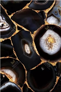Black Gold Agate Slab Semiprecious Stone Product,Brazil Agate