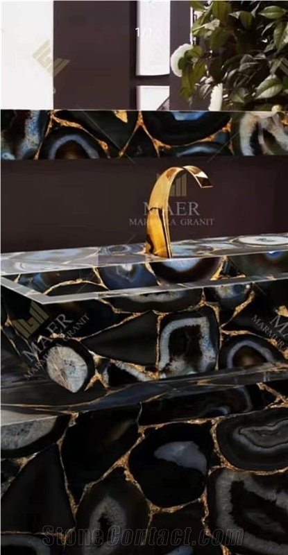 Black Gold Agate Slab Semiprecious Stone Product,Brazil Agate