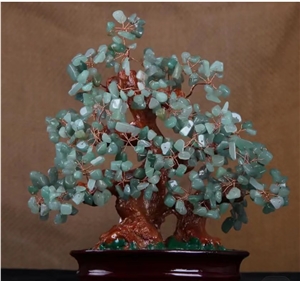 Semiprecious Stone Tree, Green Gemstone Decoration Item