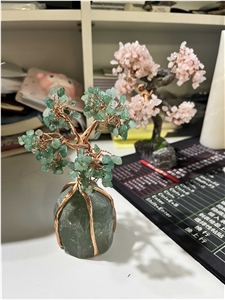 Semiprecious Stone Tree, Green Gemstone Decoration Item