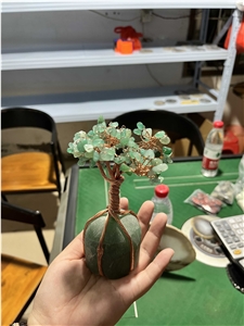 Semiprecious Stone Tree, Green Gemstone Decoration Item