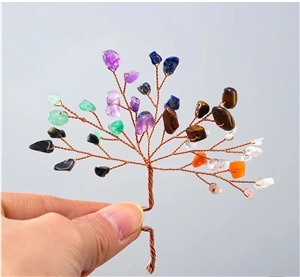 Six Colors Semiprecious Stone Tree, Gemstone Decoration Item