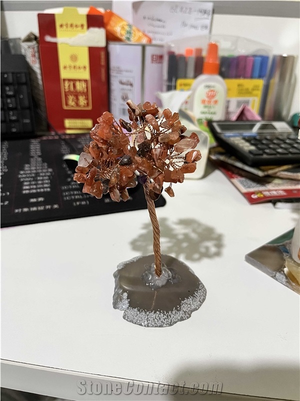 Six Colors Semiprecious Stone Tree, Gemstone Decoration Item