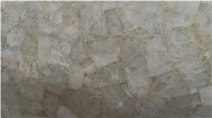 White Quartz Semiprecious Stone Slab,Brazil Gemstone Slab,Transparent Luxury