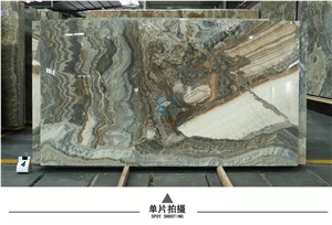 Brazil Bubble Onyx Slabs, Green Base,Bookmatched&Translucent