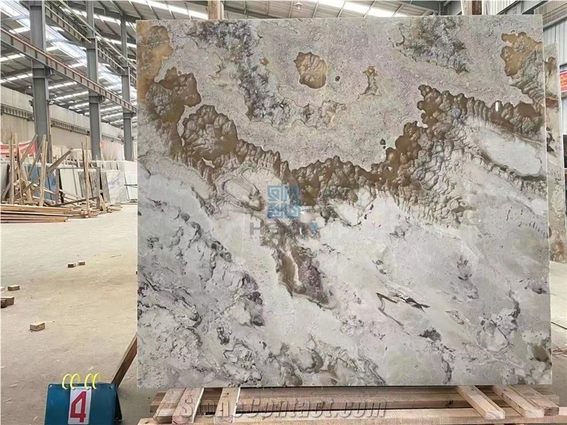 Bubble Onyx Polished Slabs, White Base Color, Translucent