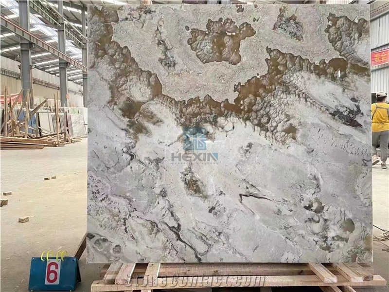 Bubble Onyx Polished Slabs, White Base Color, Translucent