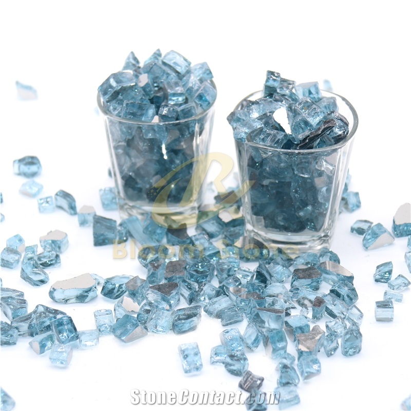 Aqua Blue Fire Pit Glass Chips For Fire Pit