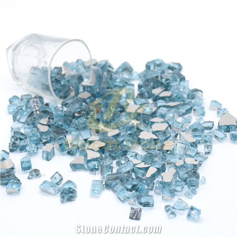 Aqua Blue Fire Pit Glass Chips For Fire Pit