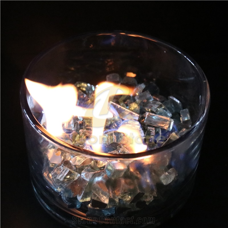 Aqua Blue Fire Pit Glass Chips For Fire Pit