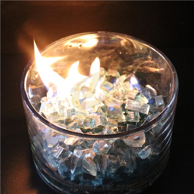 Aqua Blue Fire Pit Glass Chips For Fire Pit