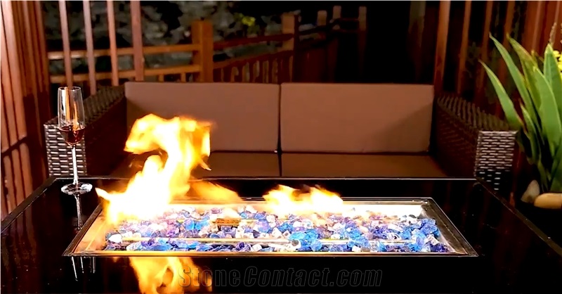 Black Fire Pit Glass Chips For Fire Pit