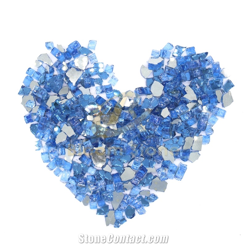 Pacific Blue Fireglass Blue Fireglass Glass Chips
