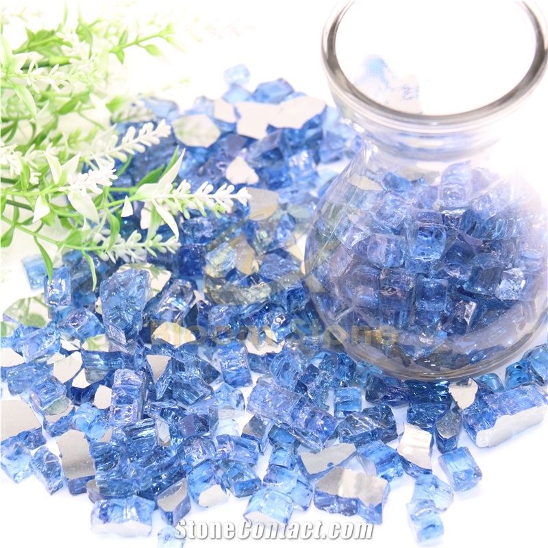 Pacific Blue Fireglass Blue Fireglass Glass Chips