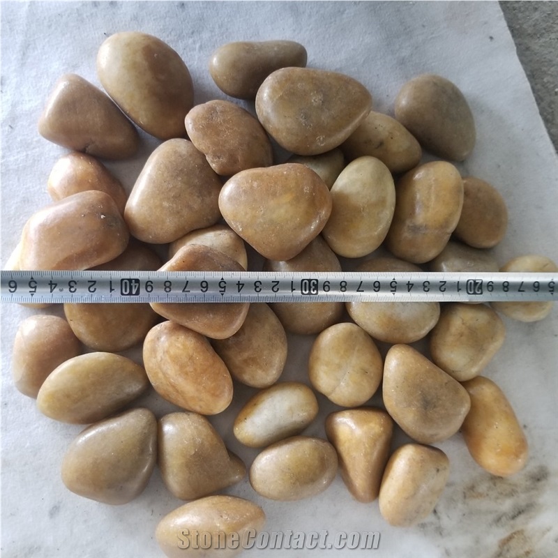 A Grade Polished Yellow Pebble Stone