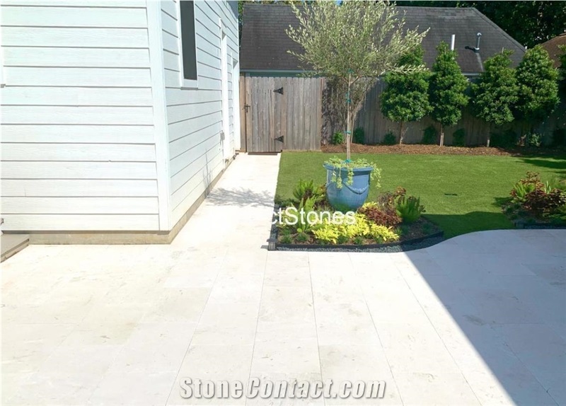 White Limestone Brushed Patio Pavers