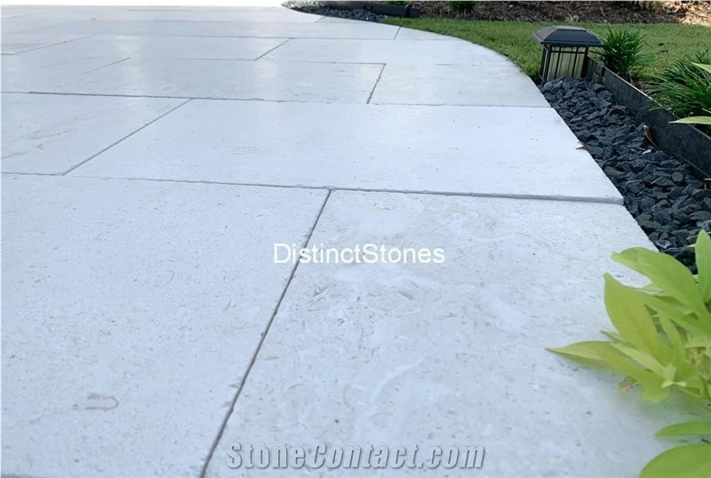 White Limestone Brushed Patio Pavers