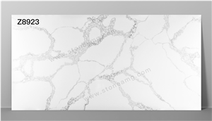 8923 Artificial Calacatta Quartz Slab White Color