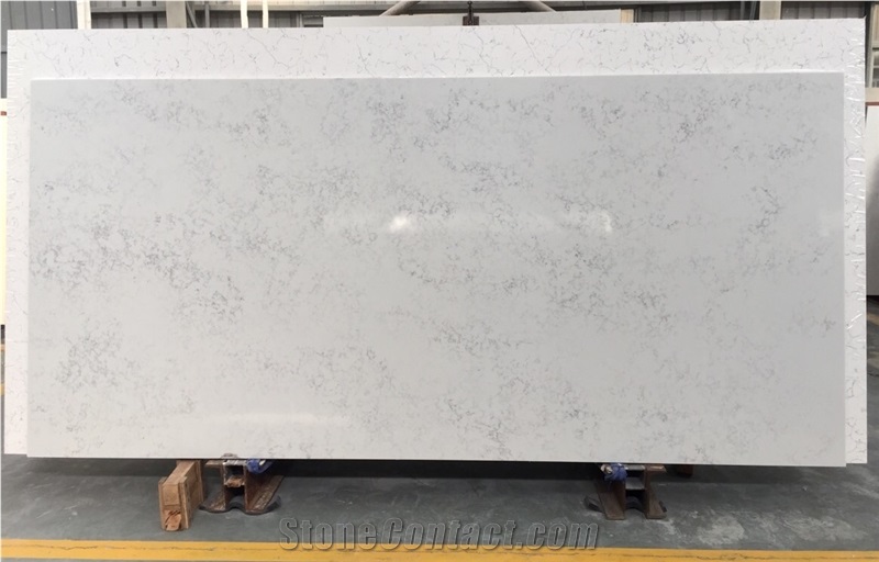 Big Cloud Flower Vein Cararra Quartz Stone Slab